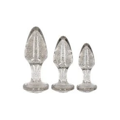 3 Plugs Anaux Et Vaginaux Avec Paillettes Internes Couleur Argent