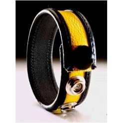 Cockring Cuir Noir-Jaune - Dildoshop