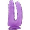 DOUBLE DILDO VENTOUSE HI-RUBBER POURPRE 18 X 4 Cm - Dildoshop