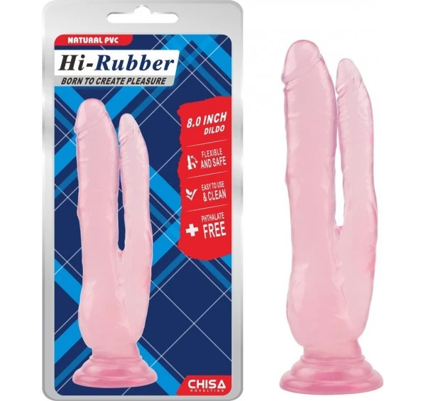 DOUBLE DILDO VENTOUSE HI-RUBBER ROSE 20 X 3.3 Cm - Dildoshop 1 DOUBLE DILDO VENTOUSE HI-RUBBER ROSE 20 X 3.3 Cm - Dildoshop