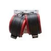 Menottes Cuir Chevilles Noir/Rouge - Dildoshop