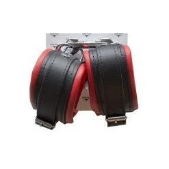 Menottes Cuir Chevilles Noir/Rouge - Dildoshop