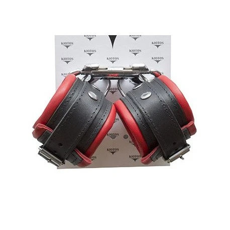 Menottes Cuir Poignets Noir/Rouge - Dildoshop 1 Menottes Cuir Poignets Noir/Rouge - Dildoshop