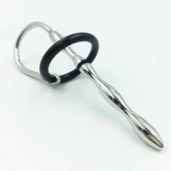 Sceptre Urétral Ondulé Inox + 2 Anneaux Gland Latex - Dildoshop